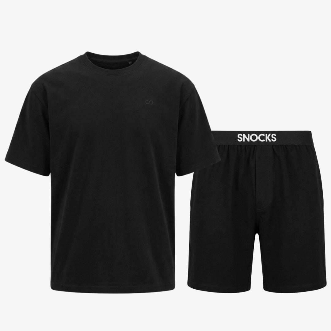 snocks-schlafanzug-set-herren-kurz-schwarz-pyjama-aus-bio-baumwolle image 1