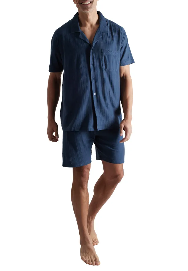 ceceba-herren-shorty-blau-uni-mit-revers-kragen image 1