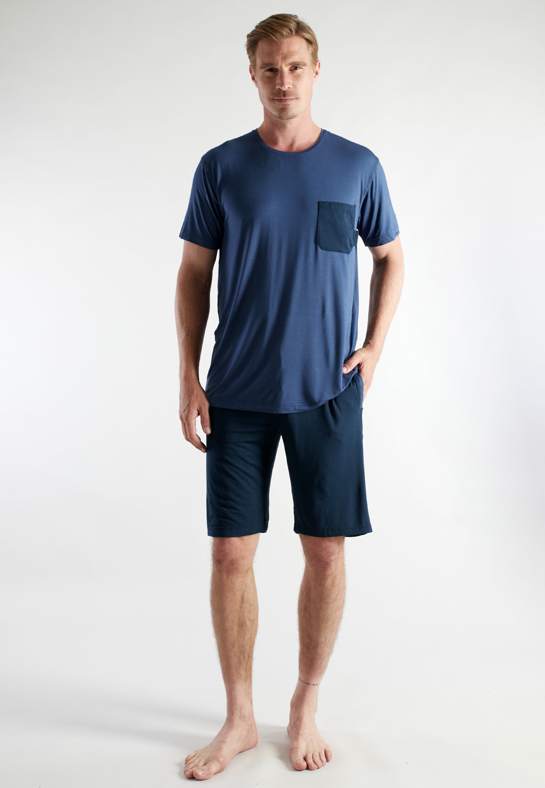 ceceba-herren-shorty-blau-uni-bambus-pyjama-kurz image 2