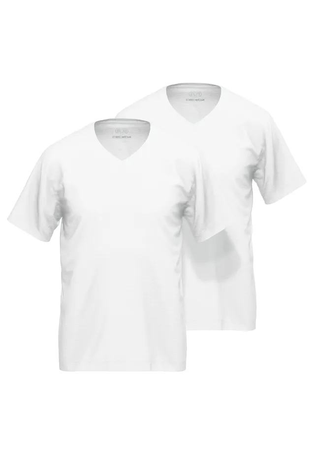 ceceba-herren-shirt-wei-uni-2er-pack-v-kragen image 1