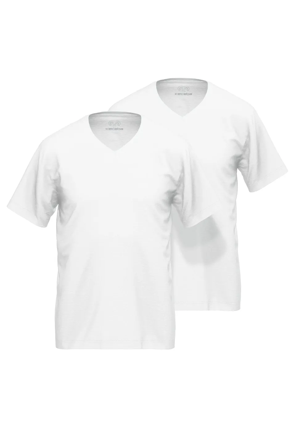 ceceba-herren-shirt-wei-uni-2er-pack-v-kragen image 1