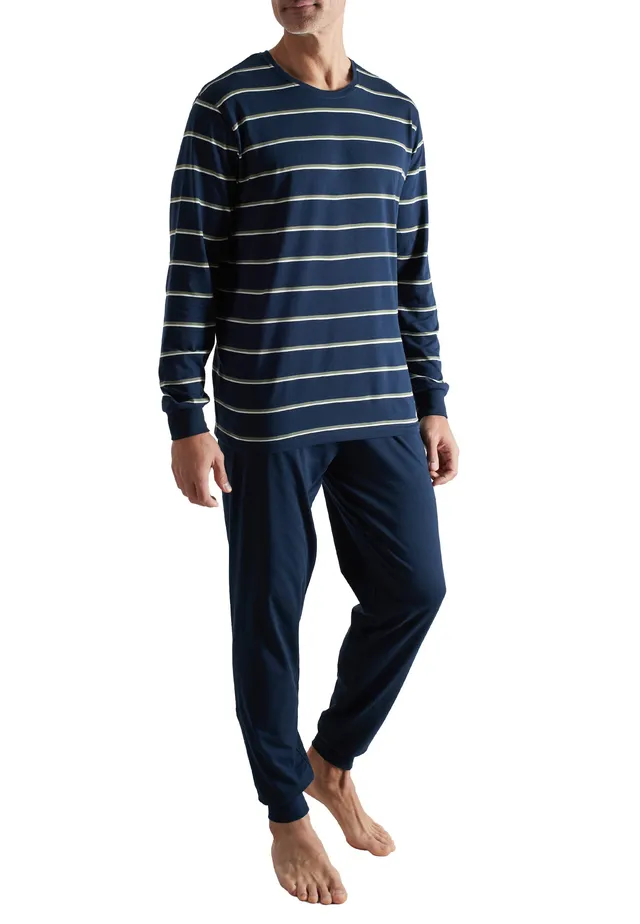 ceceba-herren-pyjama-blau-quergestreift-lang-2 image 1